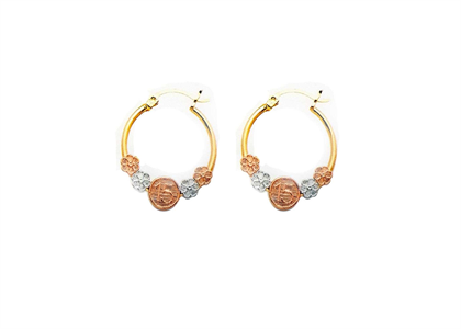 Three Tone Plated Numerical Hoop Earring